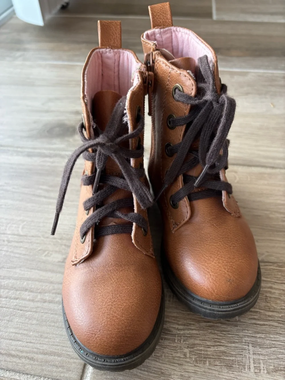 Cat & Jack Brown Lace-Up Kids Ankle Boots